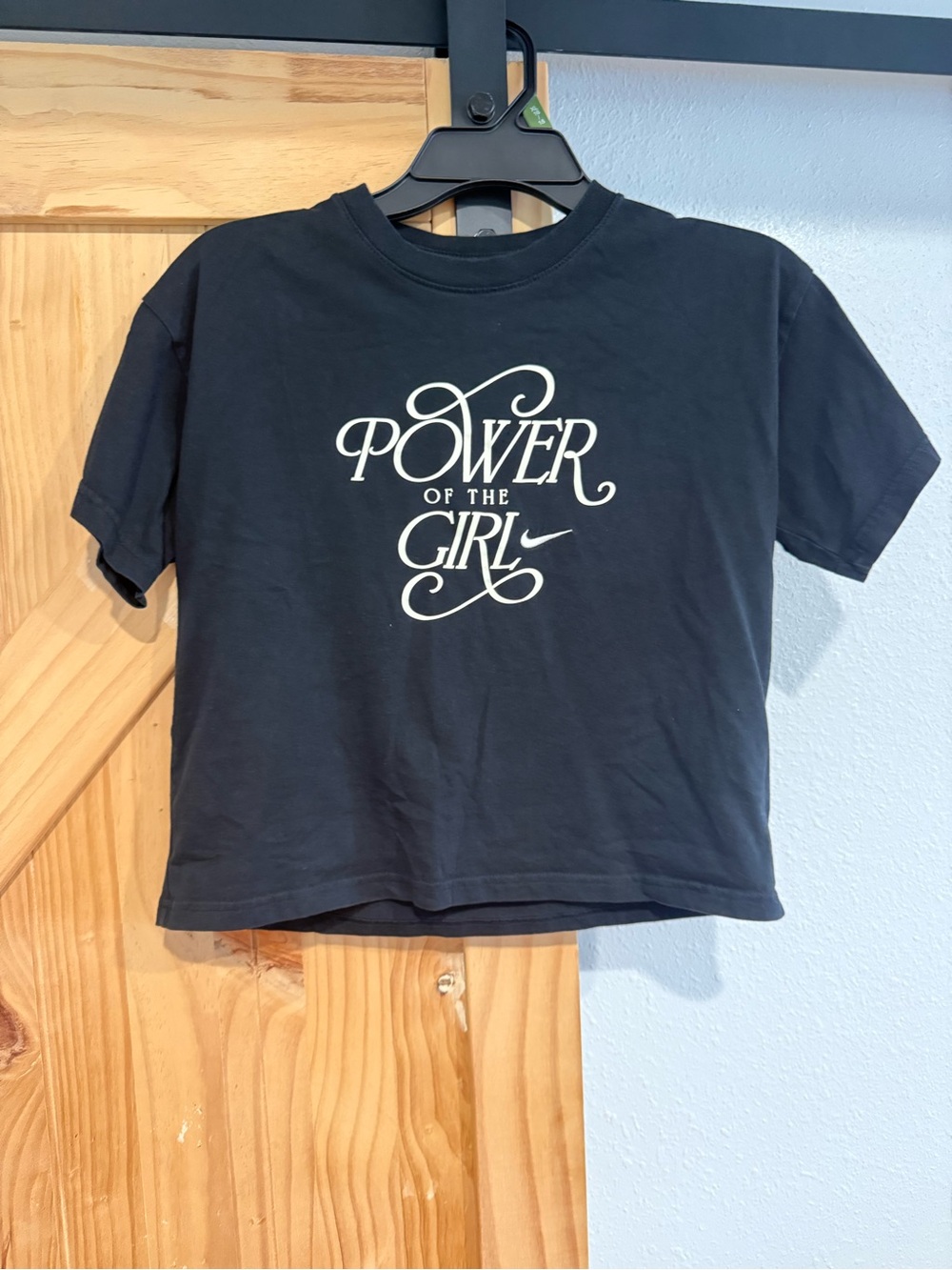 Nike Black Tee with White "Power of the Girl" Graphic
